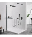 Pannello fisso doccia con portasciugamani con ripiano FRESH Black gun metal