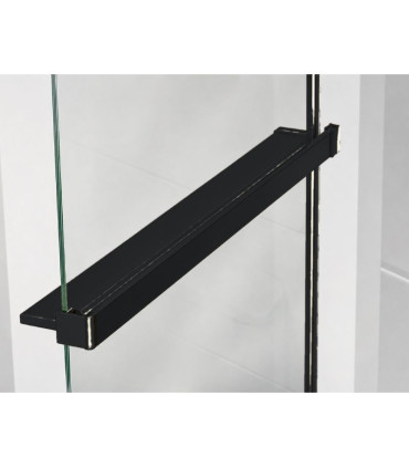 Pannello fisso doccia con portasciugamani e ripiano FRESH Nero