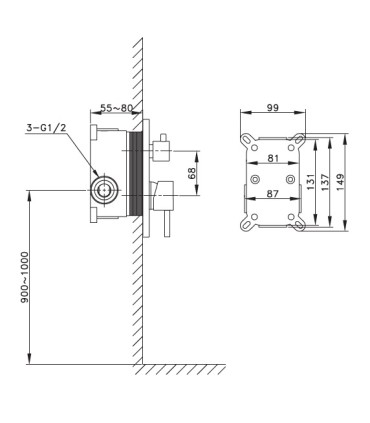 Set doccia ad incaso a parete SIRIO ORO