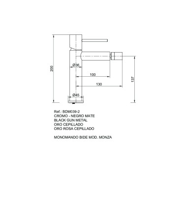 Miscelatore Monocomando per Bidet Cromato Serie MONZA