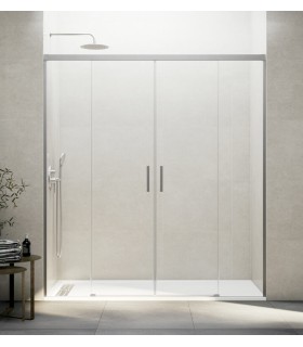 Schermo doccia 2 fissi + 2 scorrevoli BASIC NICHEL