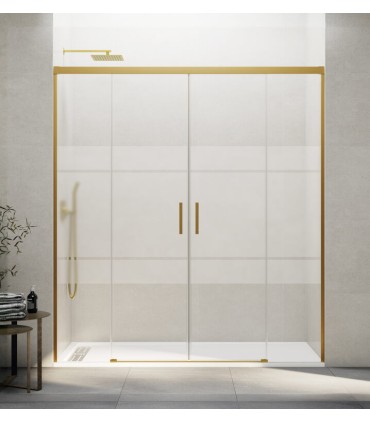 Schermo doccia 2 fissi + 2 scorrevoli BASIC ORO