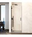 Box doccia con 1 porta battente GLASS con cerniera su profilo NERO