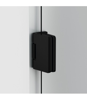 Box doccia con 1 porta battente GLASS con cerniera su profilo NERO