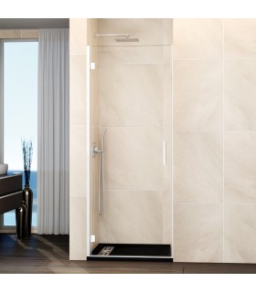 Box doccia con 1 porta battente GLASS con cerniera su profilo BIANCO