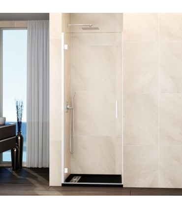Box doccia con 1 porta battente GLASS con cerniera su profilo BIANCO
