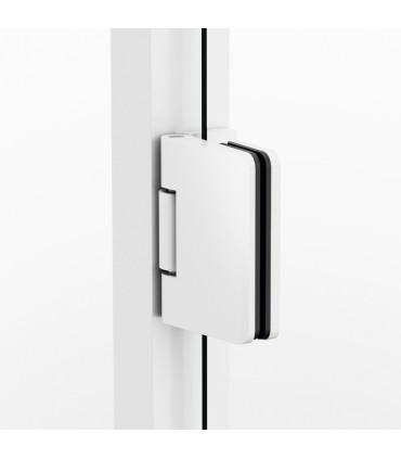 Box doccia con 1 porta battente GLASS con cerniera su profilo BIANCO