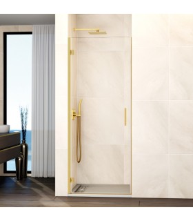 Box doccia con 1 porta battente GLASS con cerniera su profilo ORO