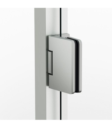 Box doccia con 1 porta battente GLASS con cerniera su profilo NICHEL