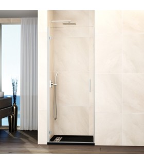 Box doccia con 1 porta battente GLASS con cerniera su profilo NICHEL