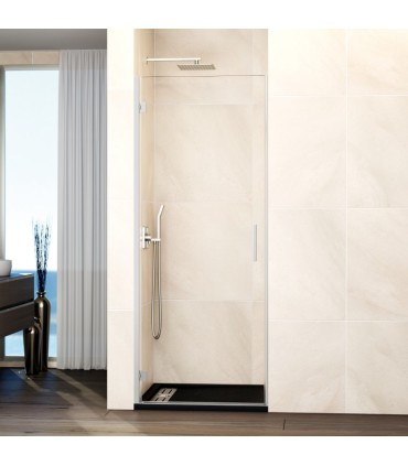 Box doccia con 1 porta battente GLASS con cerniera su profilo NICHEL