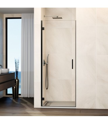 Box doccia con 1 porta battente GLASS con cerniera su profilo TITANIO