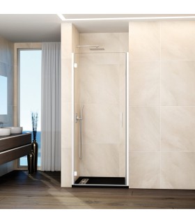 Box doccia 1 porta battente GLASS con cerniera su profilo e chiusura su profilo BIANCO