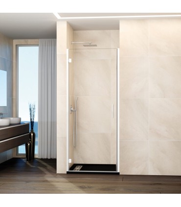 Box doccia 1 porta battente GLASS con cerniera su profilo e chiusura su profilo BIANCO
