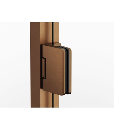 Box doccia 1 porta battente GLASS con cerniera su profilo e chiusura su profilo RAME