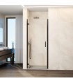 Box doccia 1 porta battente GLASS con cerniera su profilo e chiusura su profilo TITANIO