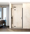 Box doccia fisso + porta battente GLASS con chiusura a profilo magnetico NERO