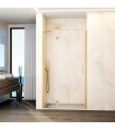 Box doccia fisso + porta battente GLASS con chiusura a profilo magnetico ORO