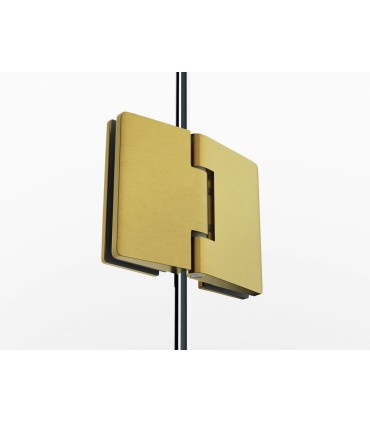 Box doccia fisso + porta battente GLASS con chiusura a profilo magnetico ORO