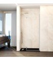 Box doccia fisso + porta battente GLASS con chiusura a profilo magnetico NICHEL