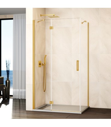 Box doccia Fisso + Battente con laterale fisso GLASS ORO chiusura magnetica