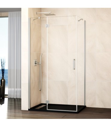 Box doccia Fisso + Battente con laterale fisso GLASS NICHEL chiusura magnetica
