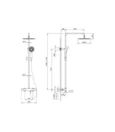 Set doccia termostatico rotondo ROUND ELITE NICHEL PVD