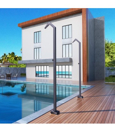 Doccia a cascata da esterno in acciaio inox S.316 Niagara Grigio Cobalto