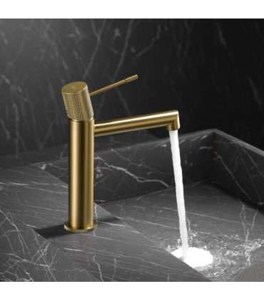 Rubinetto monocomando per lavabo LINE Oro Spazzolato