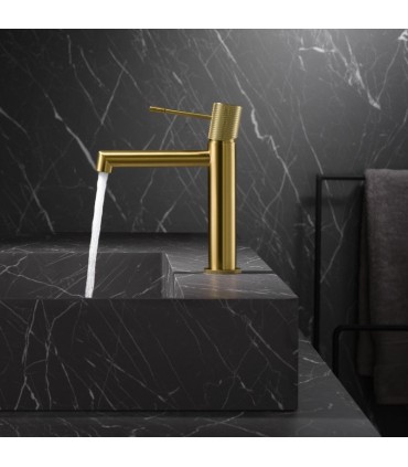Rubinetto monocomando per lavabo LINE Oro Spazzolato