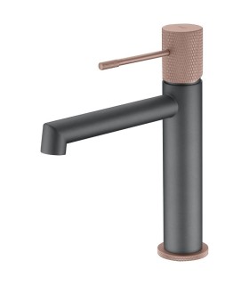 Rubinetto monocomando per lavabo LINE grigio opaco/champagne