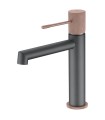 Rubinetto monocomando per lavabo LINE grigio opaco/champagne