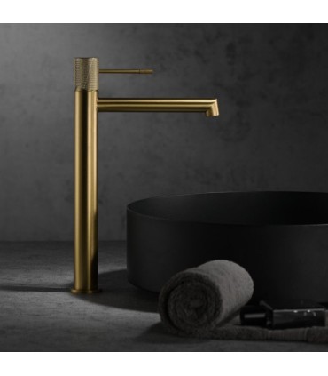 Rubinetto per lavabo con canna alta LINE Oro Spazzolato