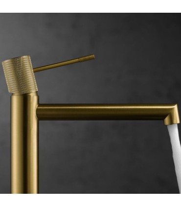 Rubinetto per lavabo con canna alta LINE Oro Spazzolato