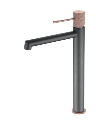 Rubinetto per lavabo con canna alta LINE Grigio Opaco/Champagne