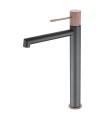 Rubinetto per lavabo con canna alta LINE Grigio Opaco/Champagne