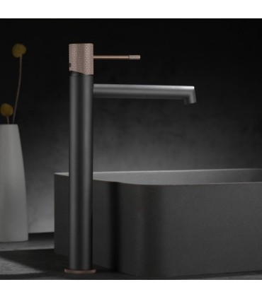 Rubinetto per lavabo con canna alta LINE Grigio Opaco/Champagne