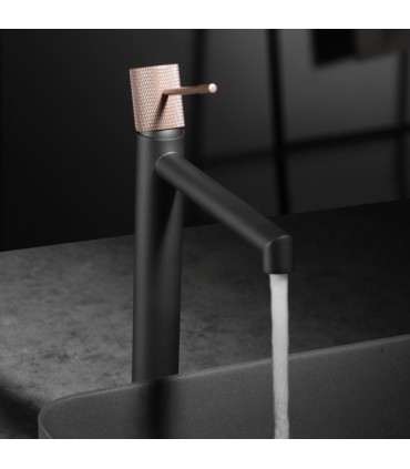 Rubinetto per lavabo con canna alta LINE Grigio Opaco/Champagne