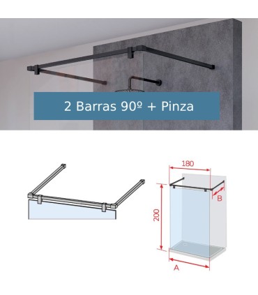 Pannello fisso doccia + Barra 90º FRESH SALOMÓN INOX