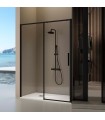 Box doccia frontale con pannello fisso + porta scorrevole DELTA Nero Opaco