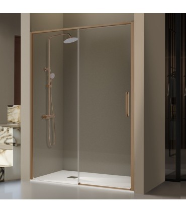 Box doccia frontale fisso + scorrevole DELTA Bronzo Spazzolato