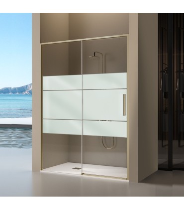 Box doccia frontale fisso + scorrevole DELTA Oro Spazzolato