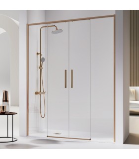 Box doccia frontale 2 fissi + 2 scorrevoli DELTA BRONZO SPAZZOLATO