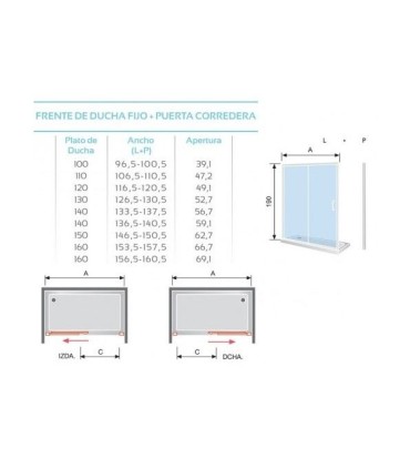 Box doccia fisso + porta scorrevole BEL-LA Nero Opaco
