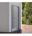 Box doccia per spazi ridotti fisso + porta pivotante 503 Nero Opaco