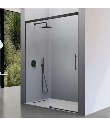 Box doccia frontale fisso + scorrevole URBAN Nero Opaco