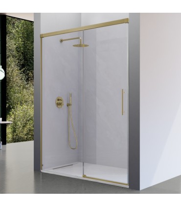Box doccia frontale fisso + scorrevole URBAN ORO SPAZZOLATO