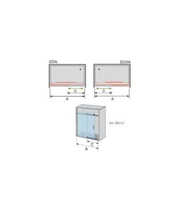 Box doccia fisso + scorrevole in acciaio inox spazzolato BABILÓN