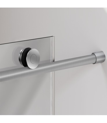 Box doccia fisso + scorrevole in acciaio inox spazzolato BABILÓN