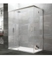 Box doccia angolare fisso + scorrevole + 2 porte pieghevoli TANDEM